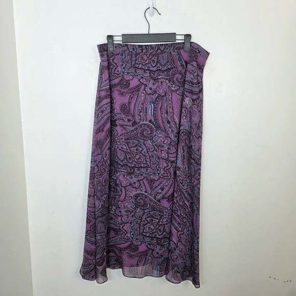 karin stevens Dresses & Skirts - Purple Black Patterned Whimsygoth Fairy‎ Y2K Chiffon Slip Maxi Skirt Size Large